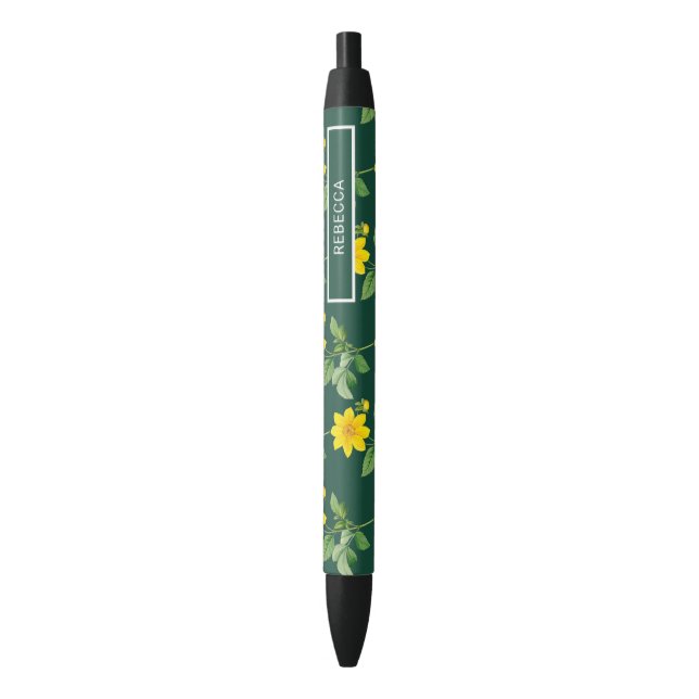 Floral Black Ink Pen (Front Vertical)
