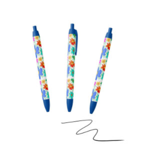 Floral Black Ink Pen