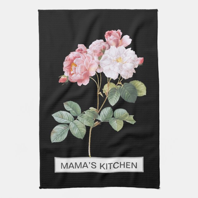 FLORAL Black Kitchen Towel (Vertical)