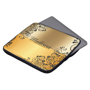 Floral black laptop sleeve