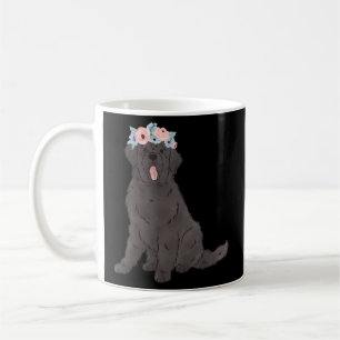 Floral Black Newfie Newfoundland Dog Mom Coffee Mug