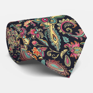 Floral Black Paisley  Tie
