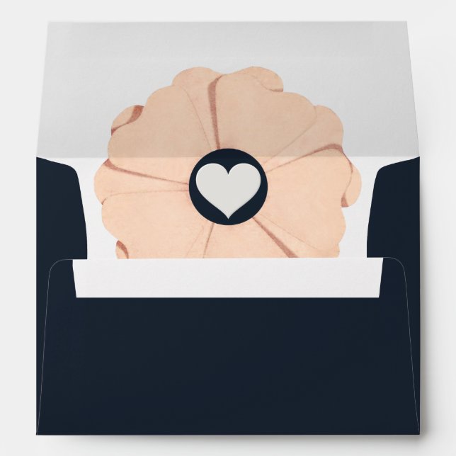 Floral Black Pearl Wedding Envelope (Back (Bottom))