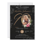 Floral Black Photo 90th Surprise Birthday Party