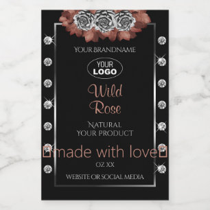 Floral Black Red Silver Product Labels Jewels Logo