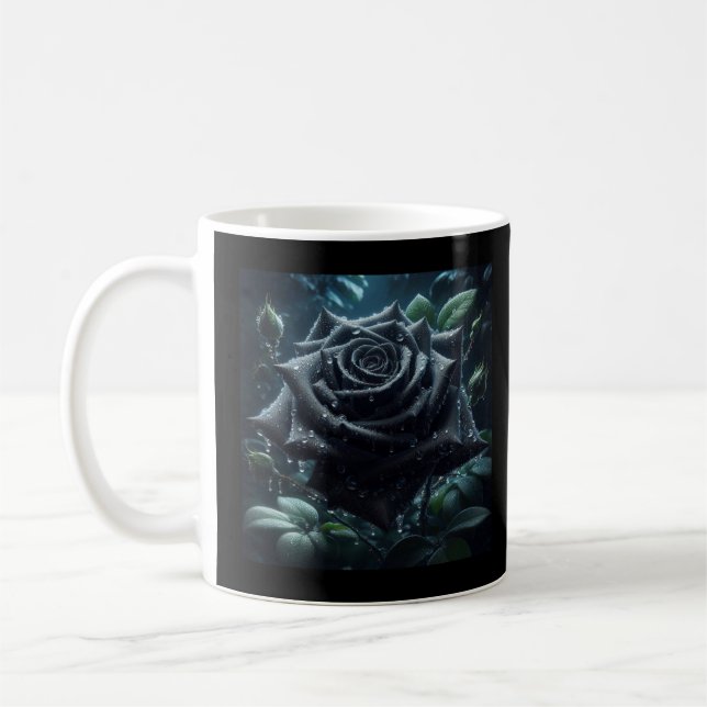 Floral Black Rose Coffee Mug (Left)