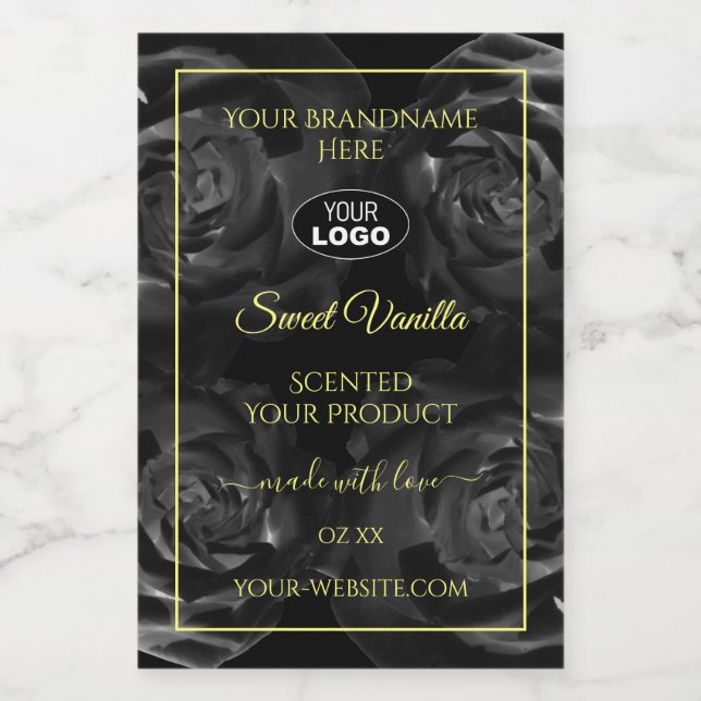 Floral Black Roses Product Packaging Labels Logo (Single Label)