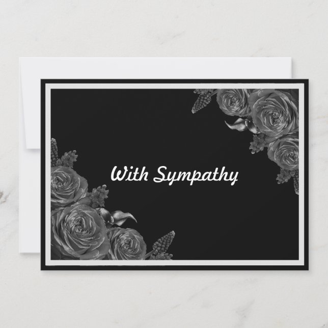 Floral black sympathy condolence card (Front)