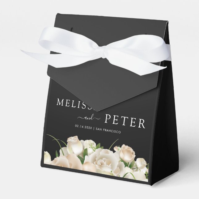  Floral Black  Wedding Favour Box (Front Side)