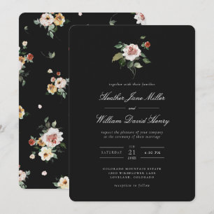 Floral Black Wedding Invitation