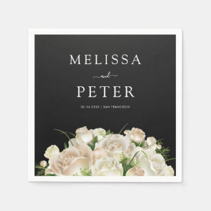 Floral Black  Wedding Napkin