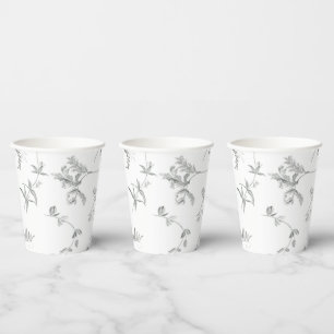 Floral Black & White Botanical Line Art Cup