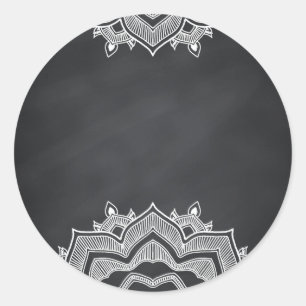 Floral Blank Faux Chalkboard  Curves Customise Classic Round Sticker