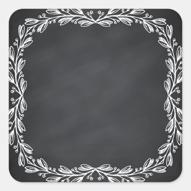Floral Blank Faux Chalkboard  Curves Customise Square Sticker (Front)