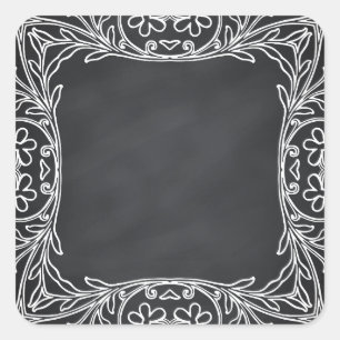 Floral Blank Faux Chalkboard  Curves Customise Square Sticker