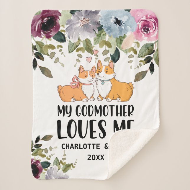 Floral Blanket My Godmother Loves Me Personalised (Front)