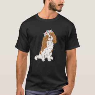 Floral Blenheim Cavalier King Charles Spaniel Cavi T-Shirt