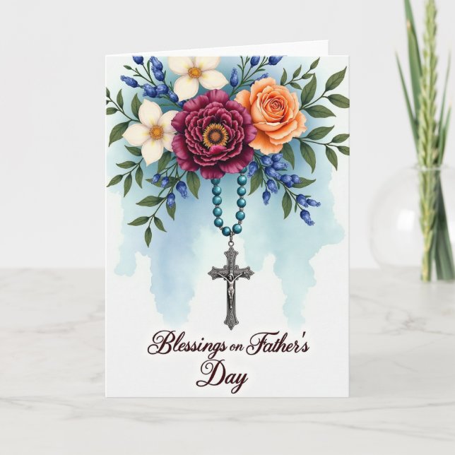 Floral Blessings Fathers Day Card (Front)