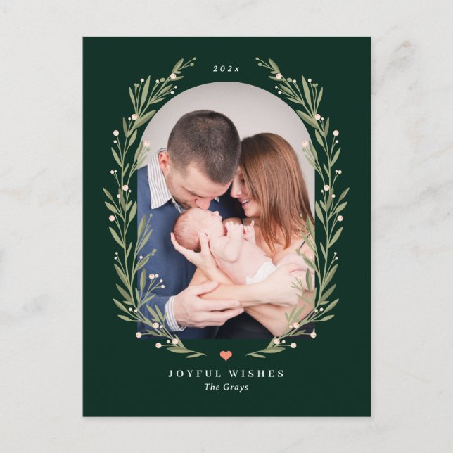 Floral Bliss Christmas Holiday Photo Card Postcard (Front)