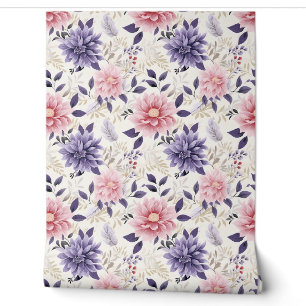 Floral Bliss Petite - Purple, Pink, Beige - Glam Wallpaper