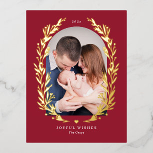 Floral Bliss REAL FOIL Holiday Photo Card Postcard