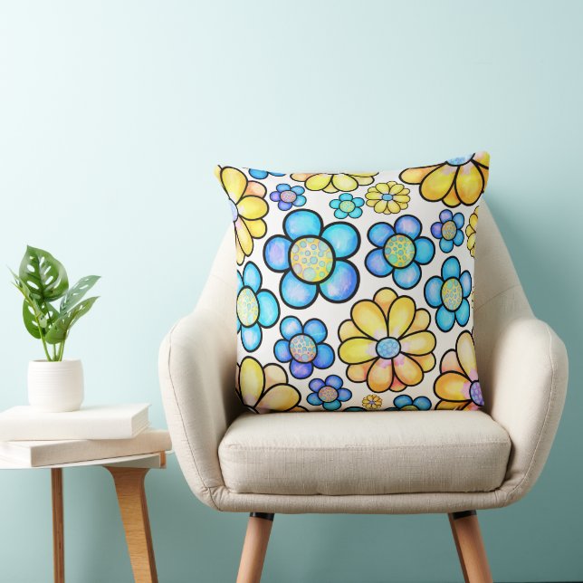 Floral Bloom 20x20 Throw Pillow (Chair)