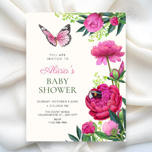 Floral bloom art baby shower invitation