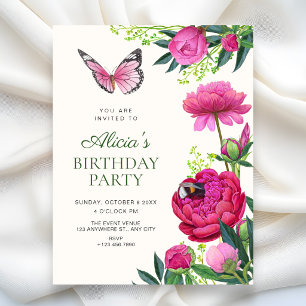 Floral bloom art birthday invitation