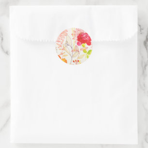 Floral Bloom Blush Gold Sun Pink Watercolor Classic Round Sticker