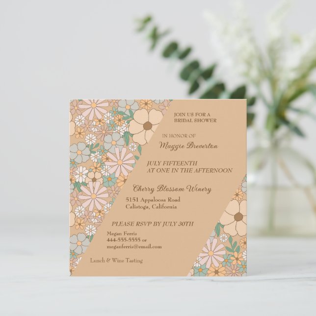 Floral Bloom Bridal Shower Invitation (Standing Front)