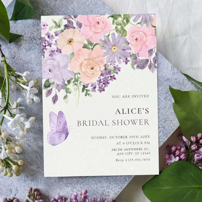 Floral bloom butterfly bridal shower invitation (Creator Uploaded)