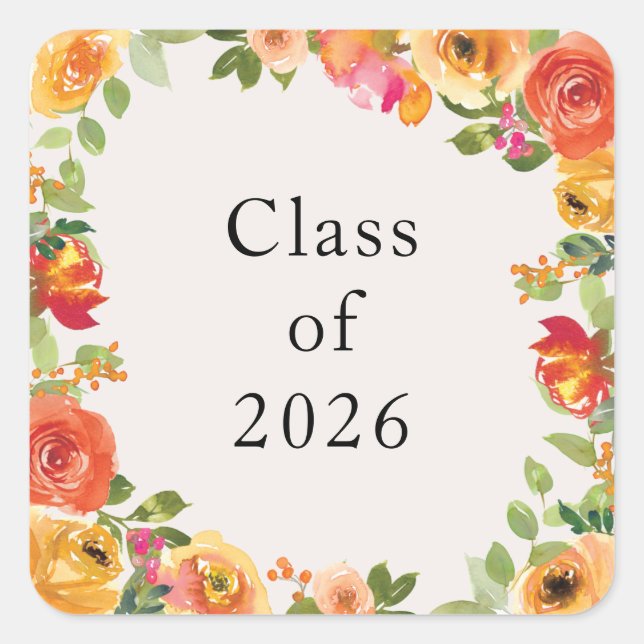 Floral Bloom Frame Class of 2026 Custom Sticker (Front)