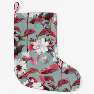 Floral bloom. Watercolor flowers seamless pattern. Small Christmas Stocking