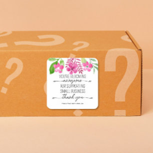 floral blooming awesome Thank You Small Business Square Sticker