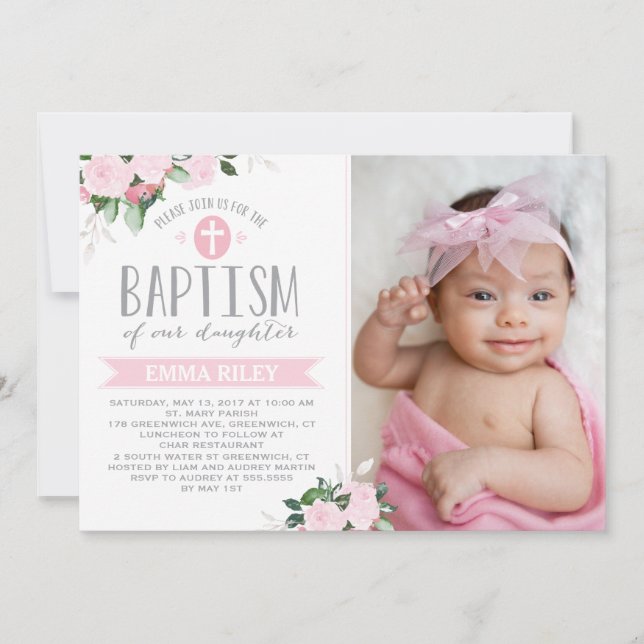 Floral Blooms | Baptism Invitation (Front)