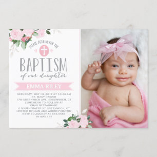 Floral Blooms Baptism Invitation