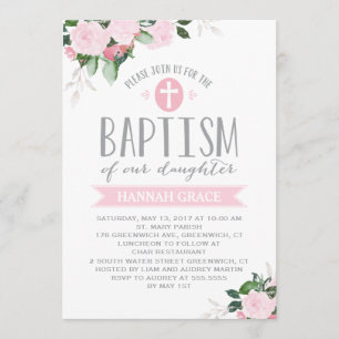 Floral Blooms   Baptism Invitation