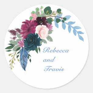 Floral Blooms Blue - Circle Sticker
