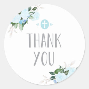 Floral Blooms Blue Religious Thanks Sticker