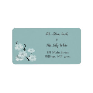 Floral Blooms Blue Spring Wedding Address Label