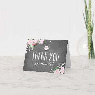 Floral Blooms Chalkboard Religious Thank You Card