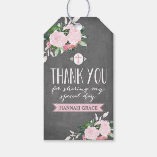 Floral Blooms Chalkboard Religious Thank you Tag