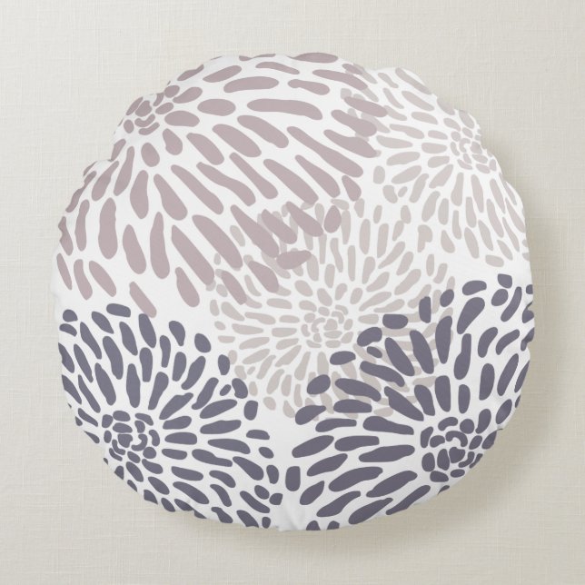floral blooms dahlia petals modern round cushion (Front)