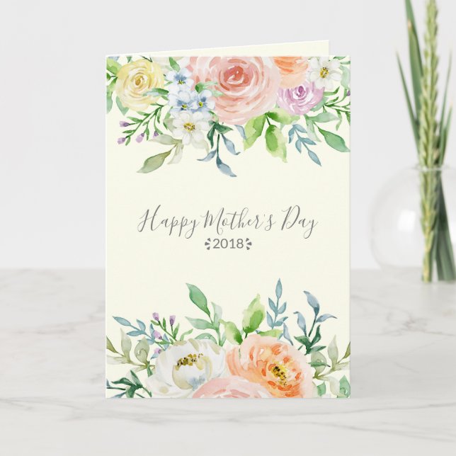 Floral Blooms Happy Mother's Day Card (Front)