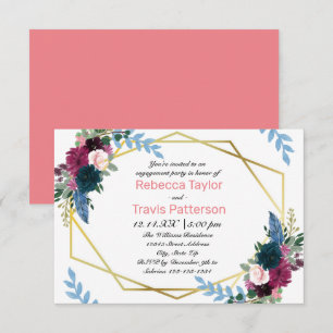 Floral Blooms Mod Pink - Engagement Party Invitation
