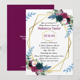 Floral Blooms Mod Vert Plum - Baby Shower Invitation