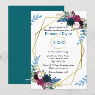 Floral Blooms Mod Vert Teal - Bachelorette Party Invitation