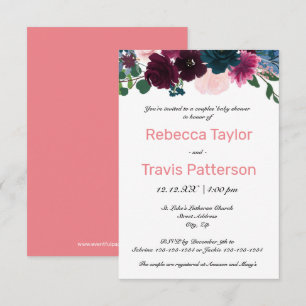 Floral Blooms Pink - 3x5 Couples' Baby Shower Invitation