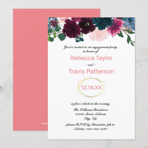 Floral Blooms Pink - Engagement Party Invitation