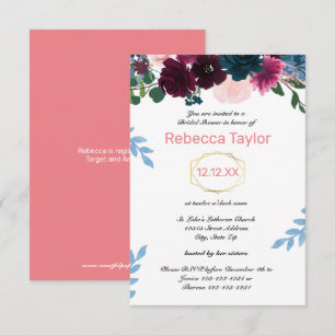 Floral Blooms Pink Vertical - 3x5 Bridal Shower Invitation